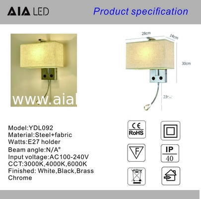 Lámpara de pared de soporte E27 estilo chino con interruptor lámpara de pared de noche lámpara de pared de lectura cuadrada luz de pared villa proyecto de hotel proveedor
