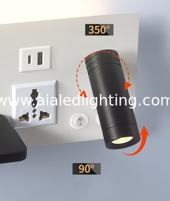Lámpara de pared de lectura multifuncional para hoteles, villas y apartamentos, con conector USB tipo-C para cargador inalámbrico, luz de cama, luz de dormitorio proveedor