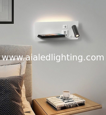 Lámpara de pared de lectura multifuncional para hoteles, villas y apartamentos, con conector USB tipo-C para cargador inalámbrico, luz de cama, luz de dormitorio proveedor
