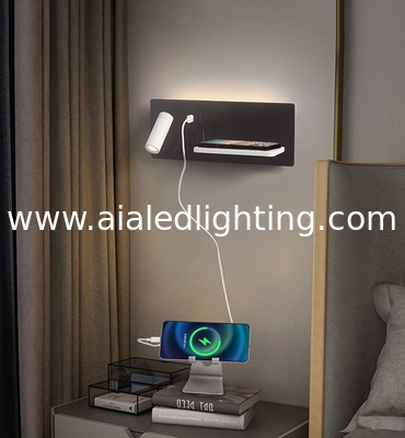 Lámpara de pared de lectura multifuncional para hoteles, villas y apartamentos, con conector USB tipo-C para cargador inalámbrico, luz de cama, luz de dormitorio proveedor