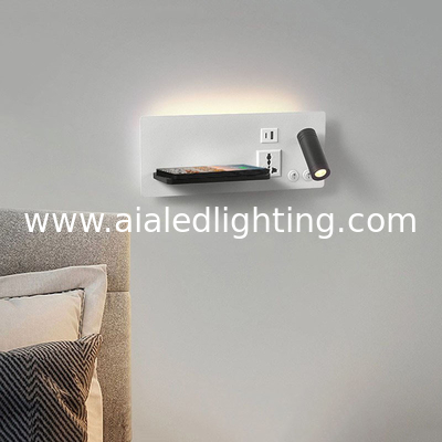 Lámpara de pared de lectura multifuncional para hoteles, villas y apartamentos, con conector USB tipo-C para cargador inalámbrico, luz de cama, luz de dormitorio proveedor