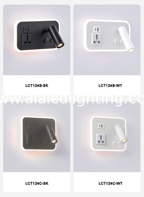 Lámpara de pared de lectura multifuncional para hoteles, villas y apartamentos, con conector USB tipo-C para cargador inalámbrico, luz de cama, luz de dormitorio proveedor