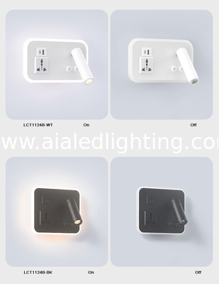 Lámpara de pared de lectura multifuncional para hoteles, villas y apartamentos, con conector USB tipo-C para cargador inalámbrico, luz de cama, luz de dormitorio proveedor