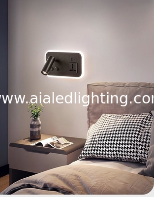 Lámpara de pared de lectura multifuncional para hoteles, villas y apartamentos, con conector USB tipo-C para cargador inalámbrico, luz de cama, luz de dormitorio proveedor