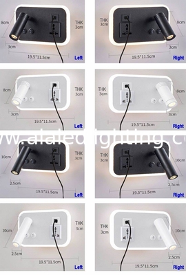 Lámpara de pared de lectura multifuncional para hoteles, villas y apartamentos, con conector USB tipo-C para cargador inalámbrico, luz de cama, luz de dormitorio proveedor