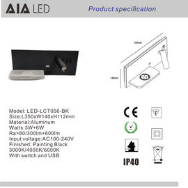 La radio que cargaba la luz/el interior de la lectura de la cabecera del usb LED llevó la luz ligera de la pared del cabecero de la pared para el hotel proveedor
