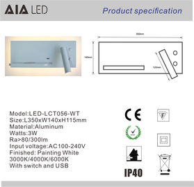 Luz de carga de la pared de la cabecera del usb LED de la luz de la pared de la lectura de la radio/lámpara de pared llevada interior para el hotel proveedor