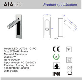 Tipo lámpara de la rotación de pared flexible de la lectura de 3W de la luz de la pared de la cabecera de la pared de la luz IP20 de la lectura de la cabecera proveedor