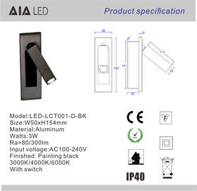 Rotate ahuecó la lámpara de pared montada de la cabecera/llevada leyendo la luz llevada luz de la pared de la cama para las habitaciones proveedor