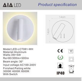 IP20 moderno llevó la luz llevada de la pared de la cabecera de la lámpara de pared del cabecero de la lámpara de lectura para el dormitorio proveedor